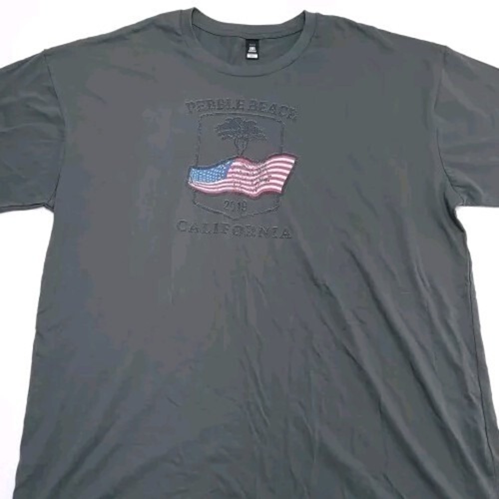 3XL Pebble Beach Golf Links Gray T-Shirt American Flag USA 2019 California